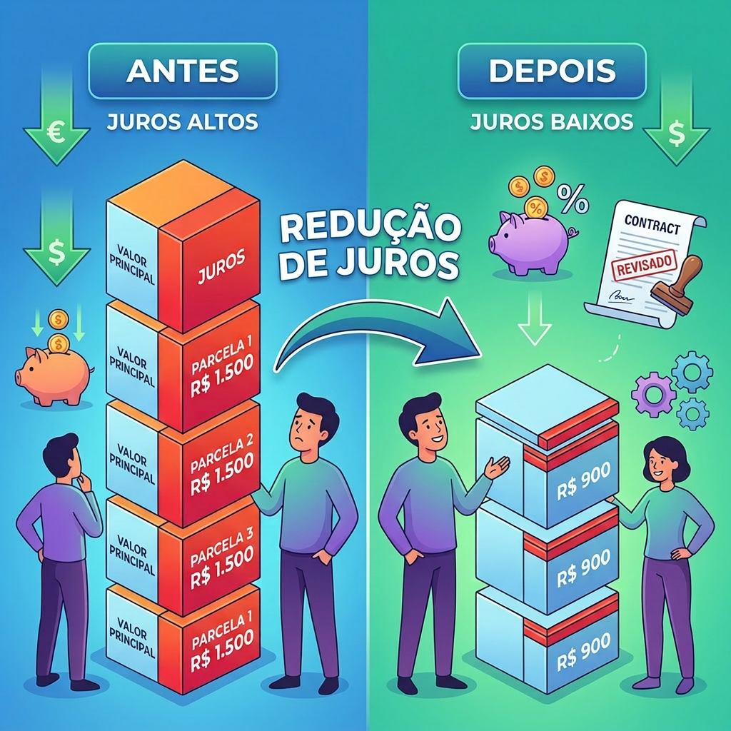 Comparison of loan payments before and after interest rate reduction with amounts